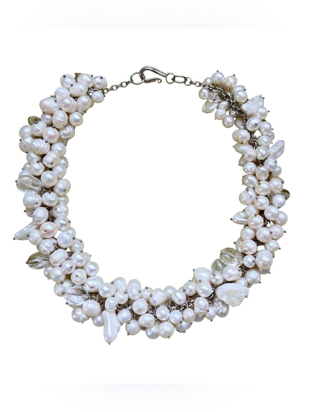 Baroque Biwa Freshwater Pearl Cluster Statement Necklace